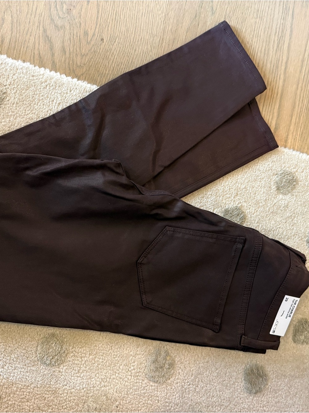 Joe's Jeans Charlie High-Rise Coated Ankle Skinny Jeans Chocolate Brown (NWT)